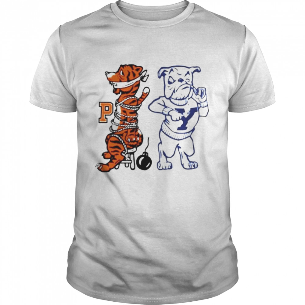 Yale vintage mascot vs rival Princeton Tiger mascot shirt