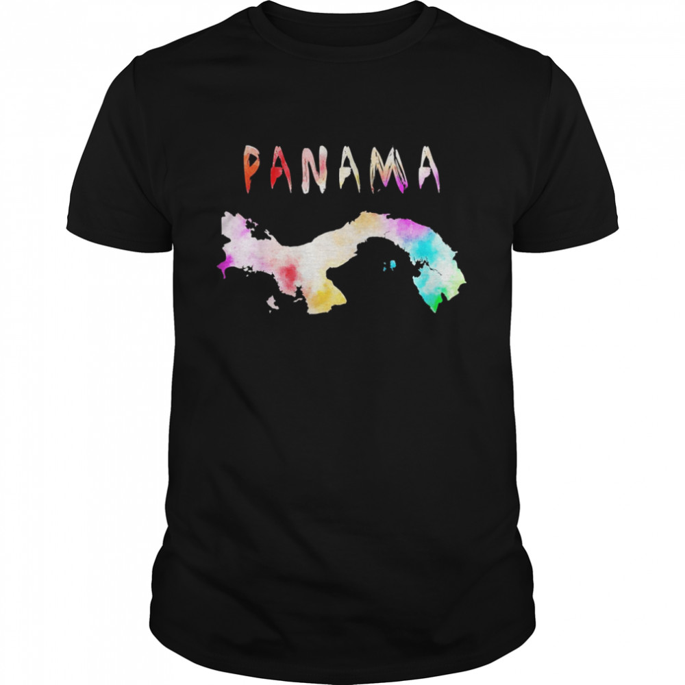 Colorful isolated Panama map in watercolor, Colorful Paint Shirt