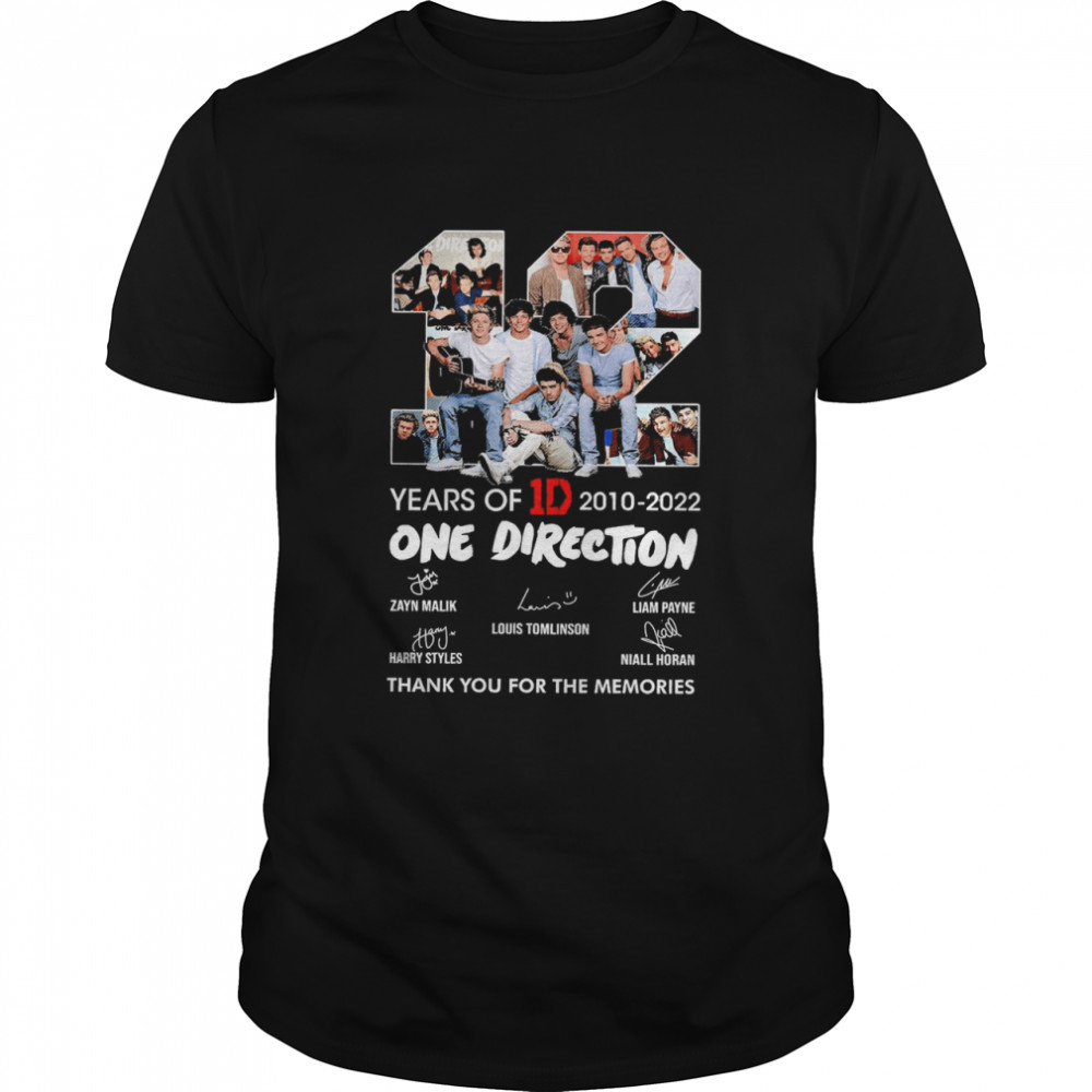 12 One Direction Incredible Years 2010-2022 Thank You For The Memories Signatures Shirt