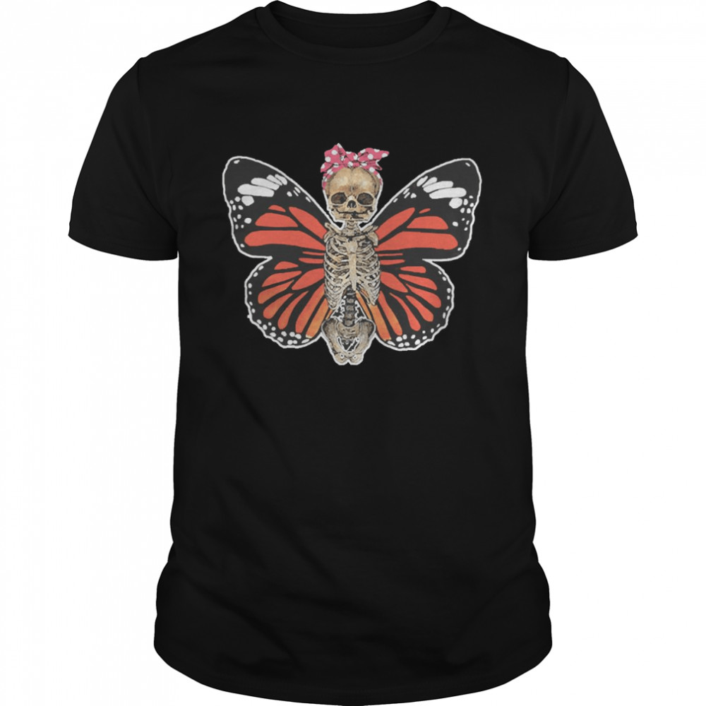 Skull Butterfly Skeleton Horror Halloween Shirt