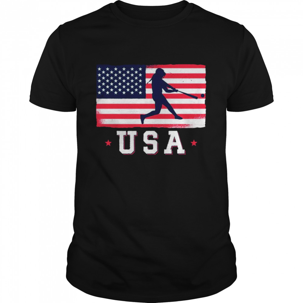 USA Flag Team Softball 4th of July Shirt