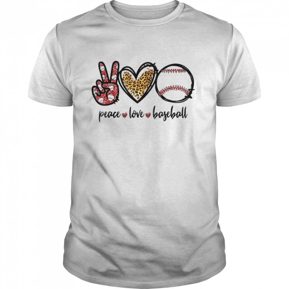 Peace Love Baseball Mom Leopard Print Cheetah Pattern T-shirt
