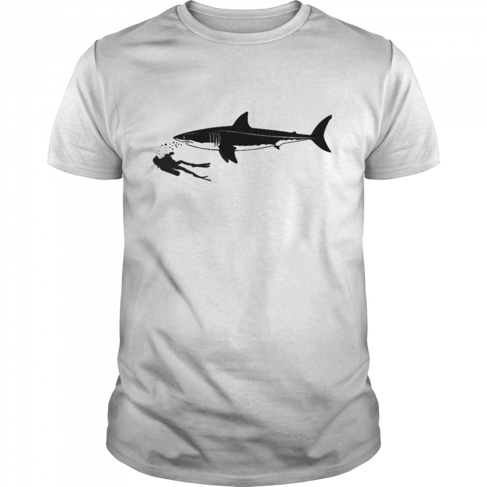 Scuba Diver Swimming With Great White Shark Shirt