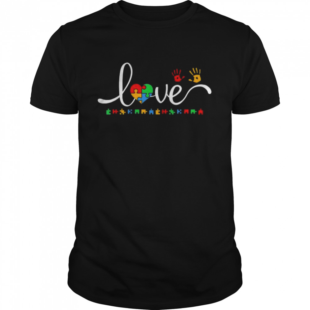 Autism awareness love autism puzzle heart asd supporter shirt