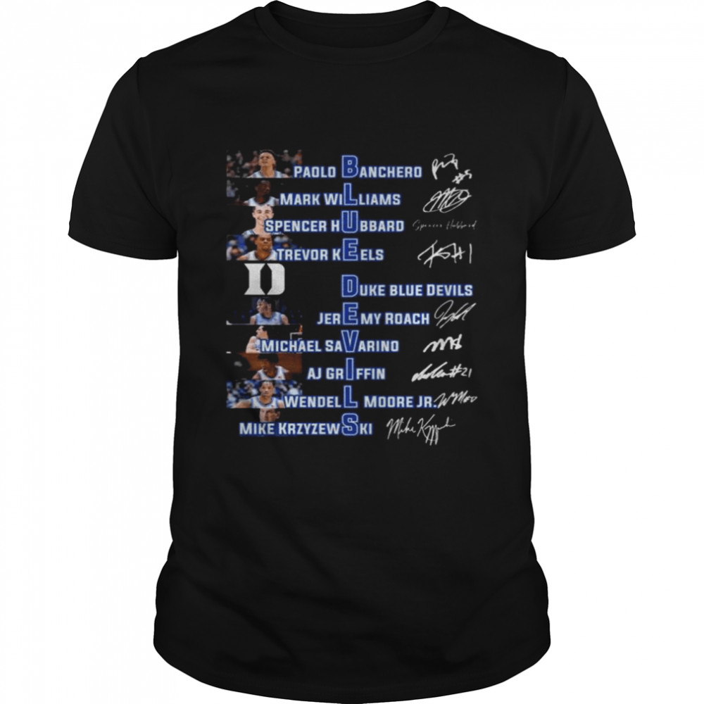 Blue Devils all team player signatures shirt