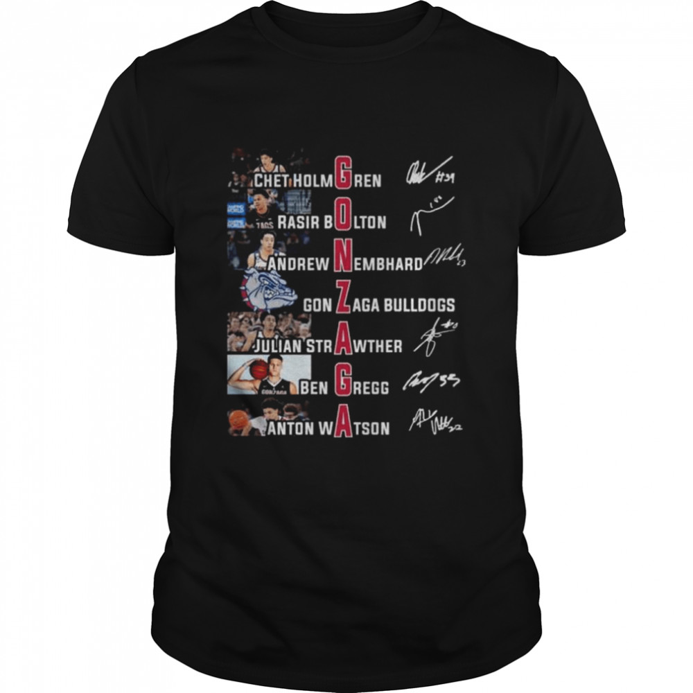 Gonzaga Bulldogs all team player signatures 2022 shirt