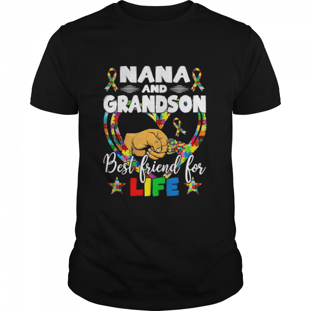 Supportive women autism awareness nana and grandson shirt
