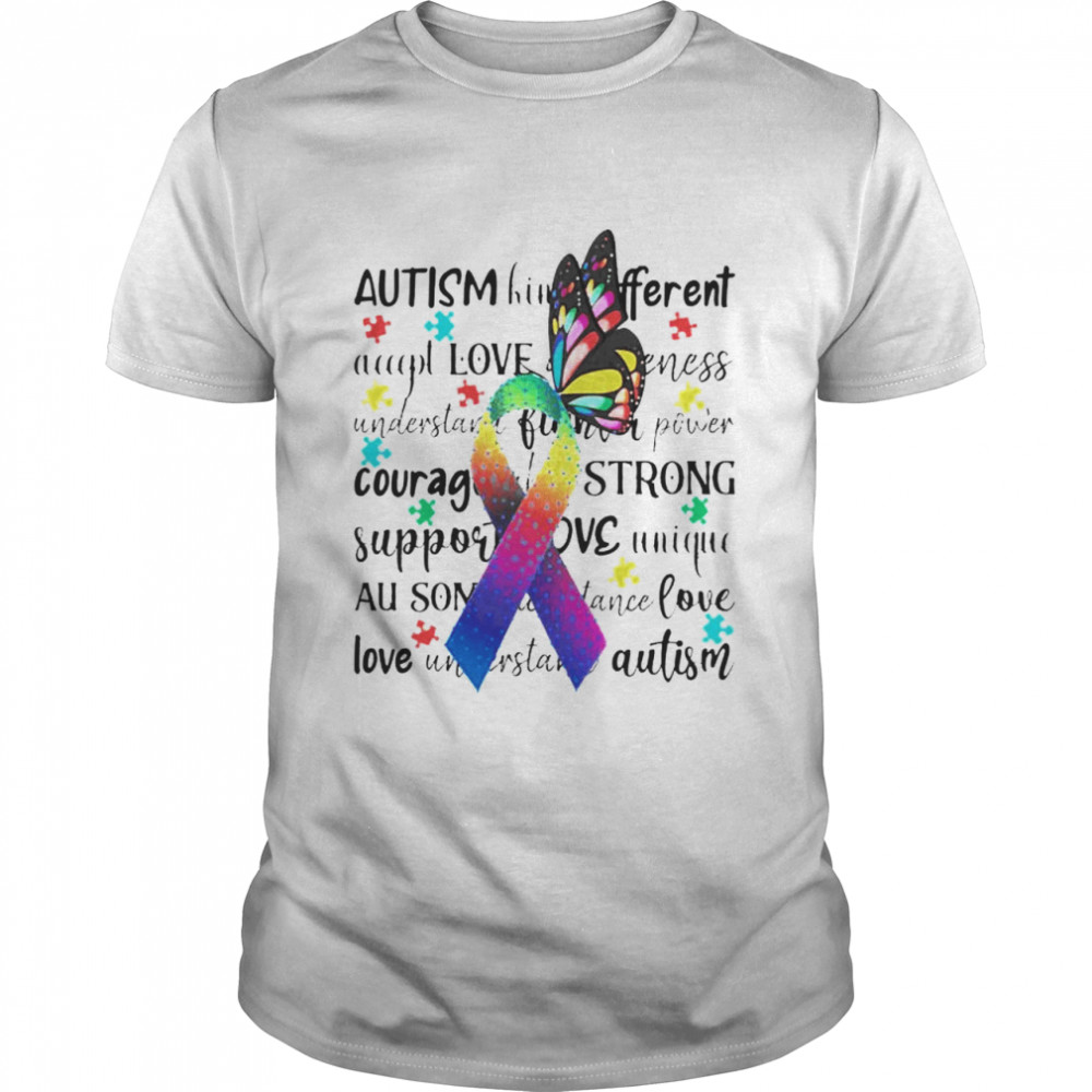 Autism acceptance butterfly different is beautiful T-shirt