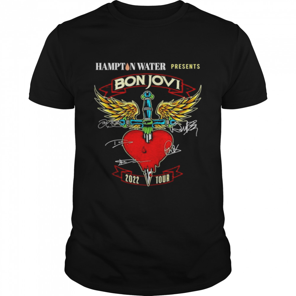 Hampton Water presents Bon Jovi 2022 tour signatures T-shirt