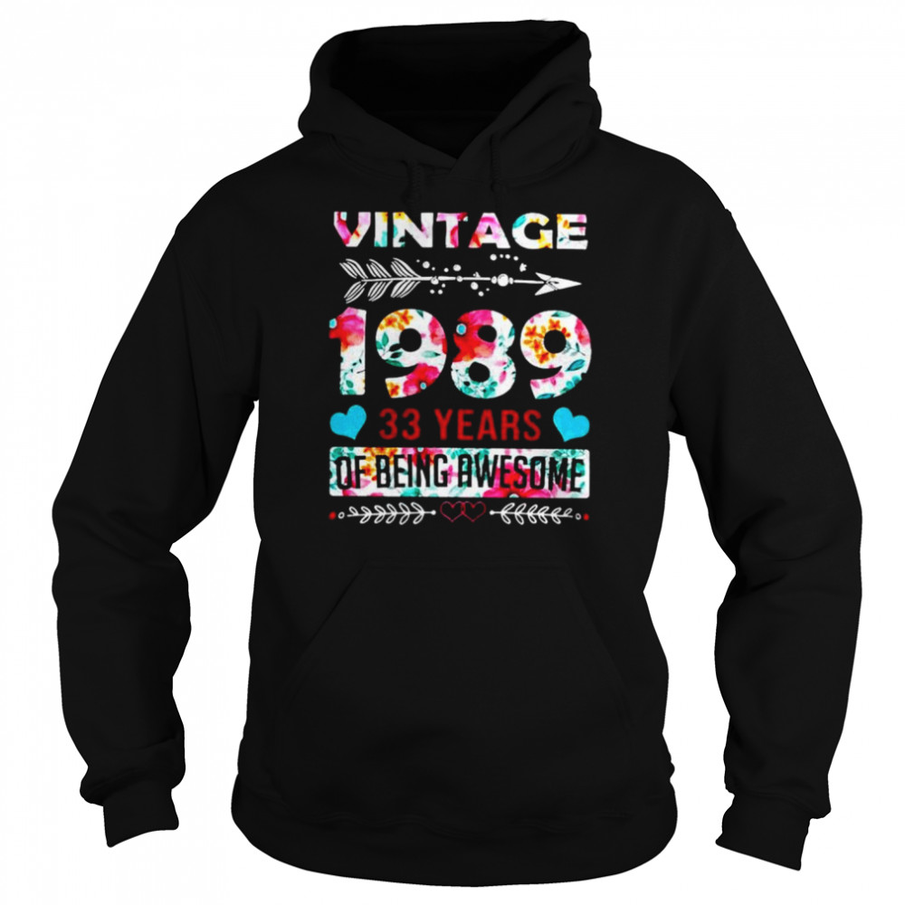 Vintage 1989 33 years of being awesome shirt Unisex Hoodie