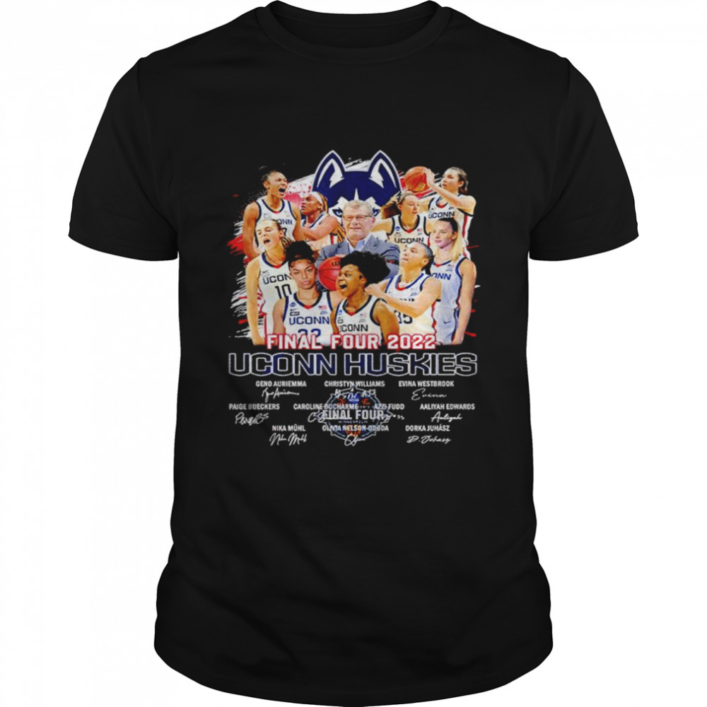 Final Four 2022 UConn Huskies signatures shirt