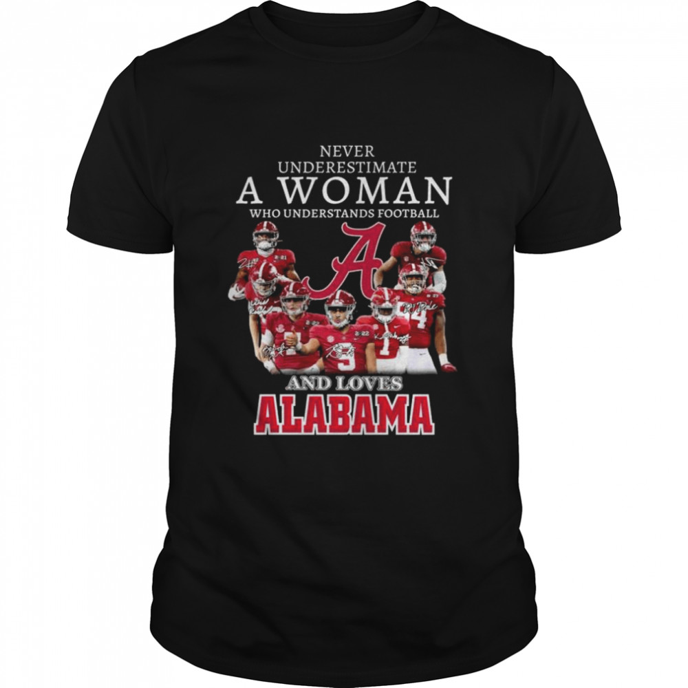 Never underestimate a woman who understands football and loves Alabama crimson tide signatures 2022 shirt