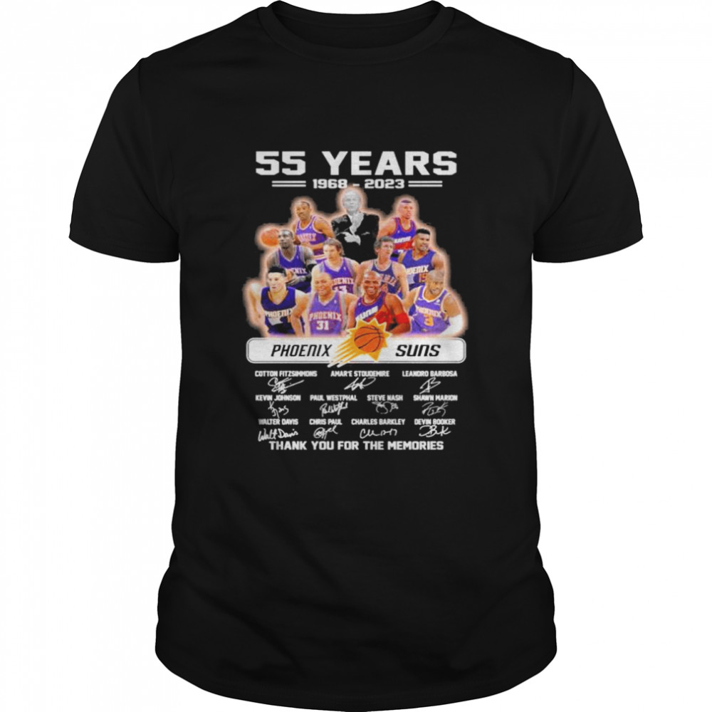 Phoenix Suns 55 years 1968 2023 thank you for the memories signatures shirt