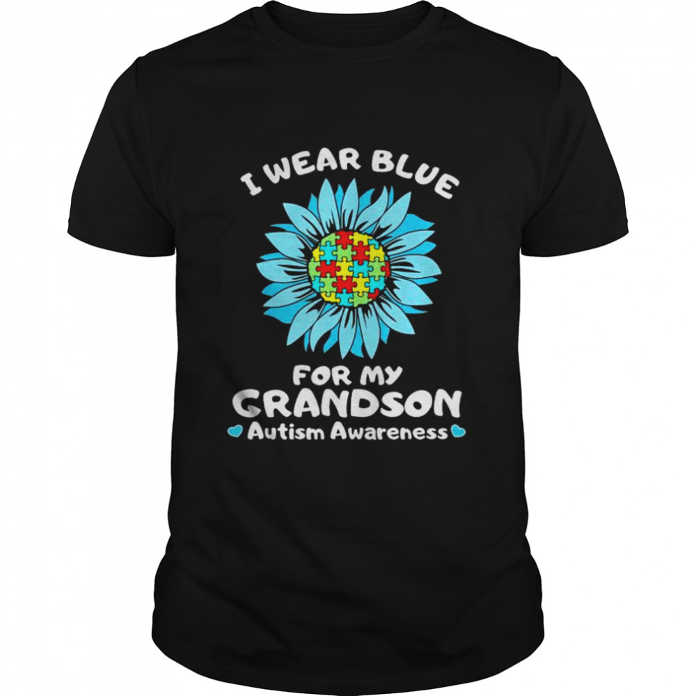 I Wear Blue For My Grandson Autism Awareness T-Shirt