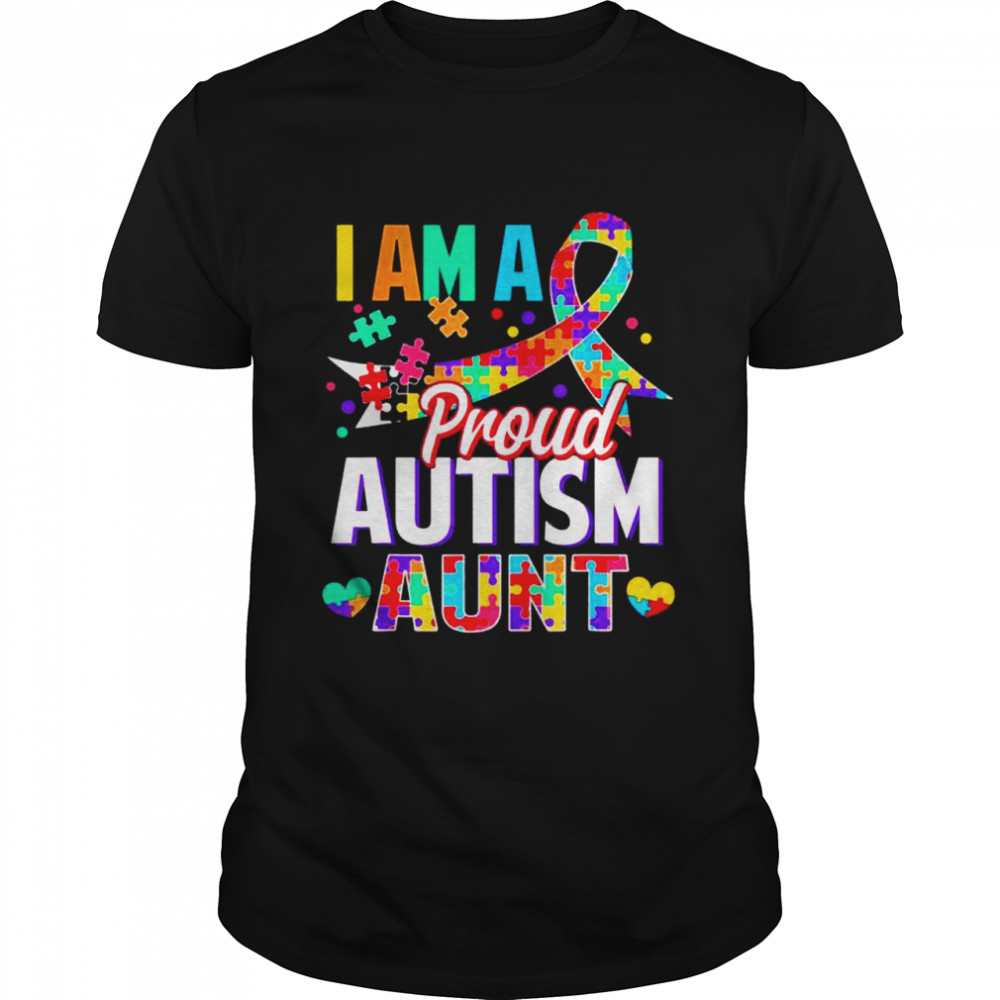 I’m a Proud Autism Aunt Autism Awareness Puzzle Piece Auntie  Classic Men's T-shirt