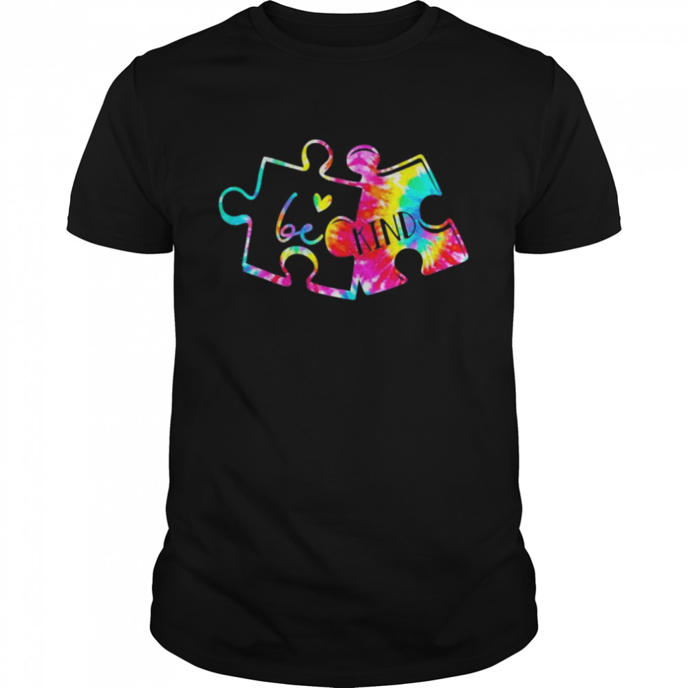 Tie Dye Puzzle Pieces Be Kind Autism Awareness Holding Shirt