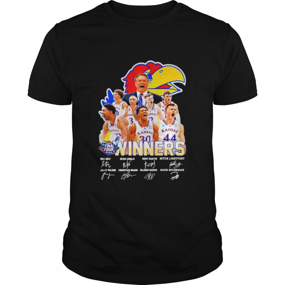 Kansas Jayhawks Winners 2022 NCAA Men’s Basketball Final Four Champion signatures shirt