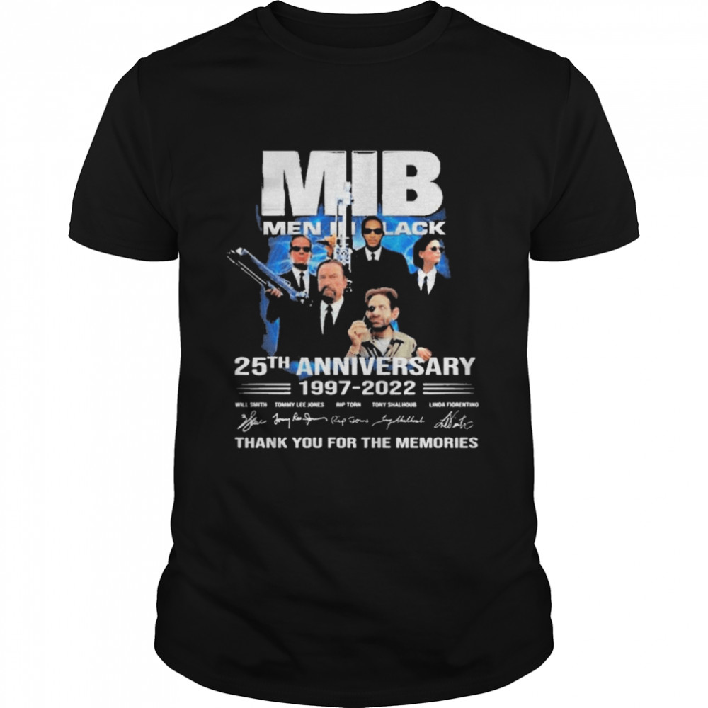 MIB Men In Black 25th anniversary 1997 2022 thank you for the memories signatures shirt