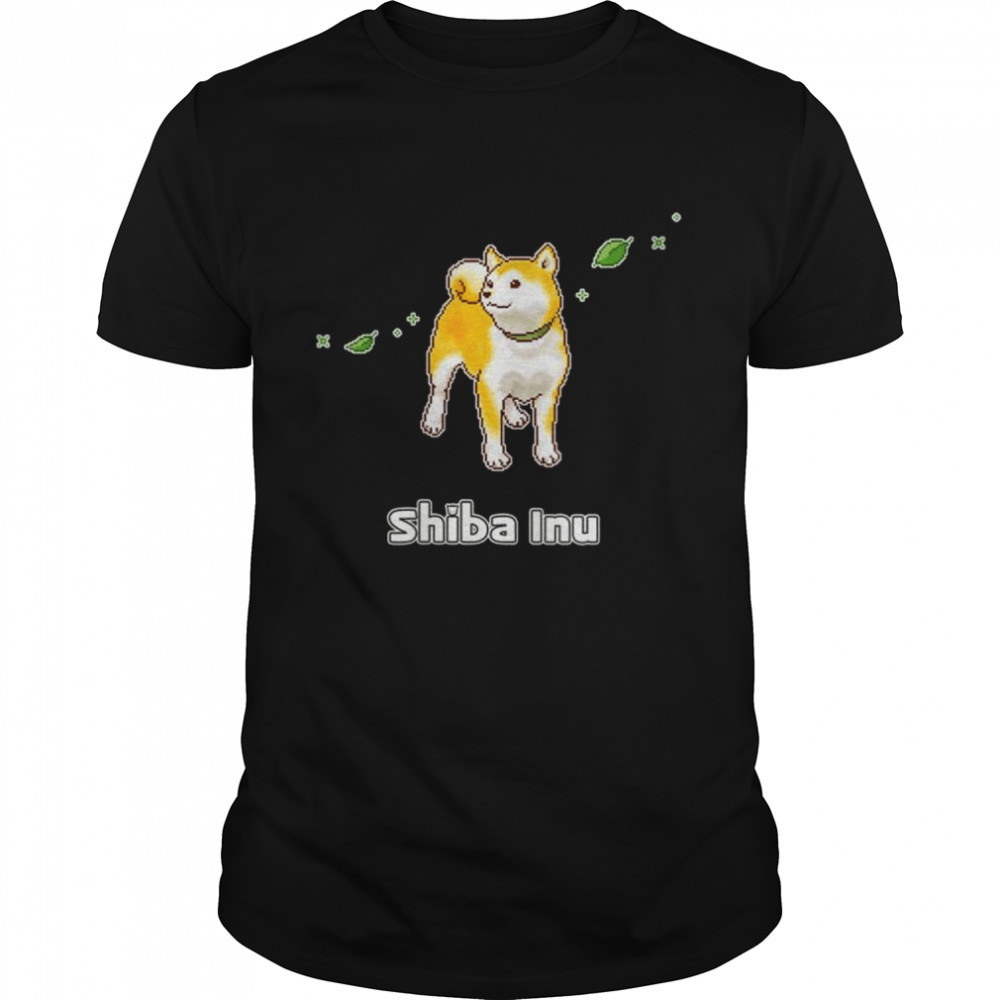 Womens Shiba Inu Dog Enjoying The Breeze Pixel Art Shirt