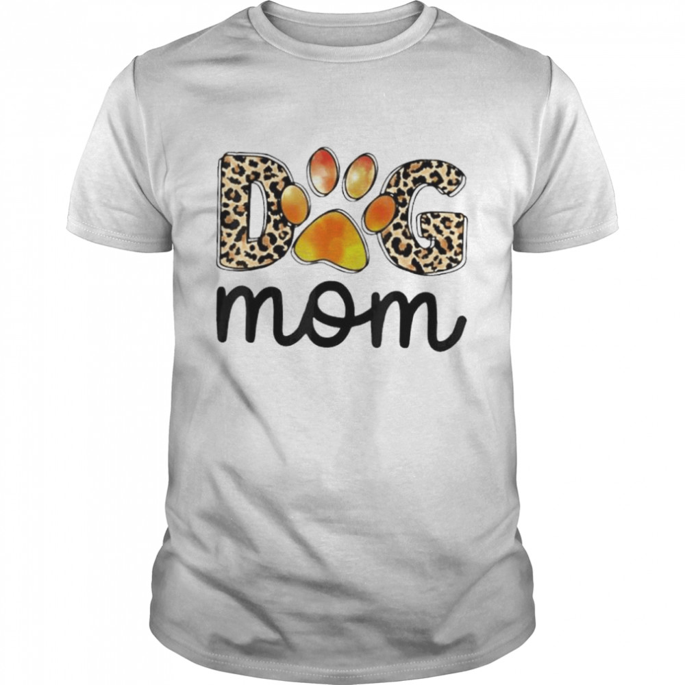 Dog mom pet lover leopard dog paw shirt