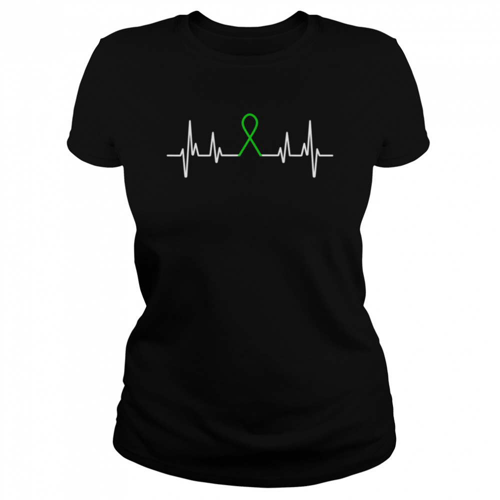 Mental Health Awareness Month Green Ribbon Heartbeat  Classic Women's T-shirt