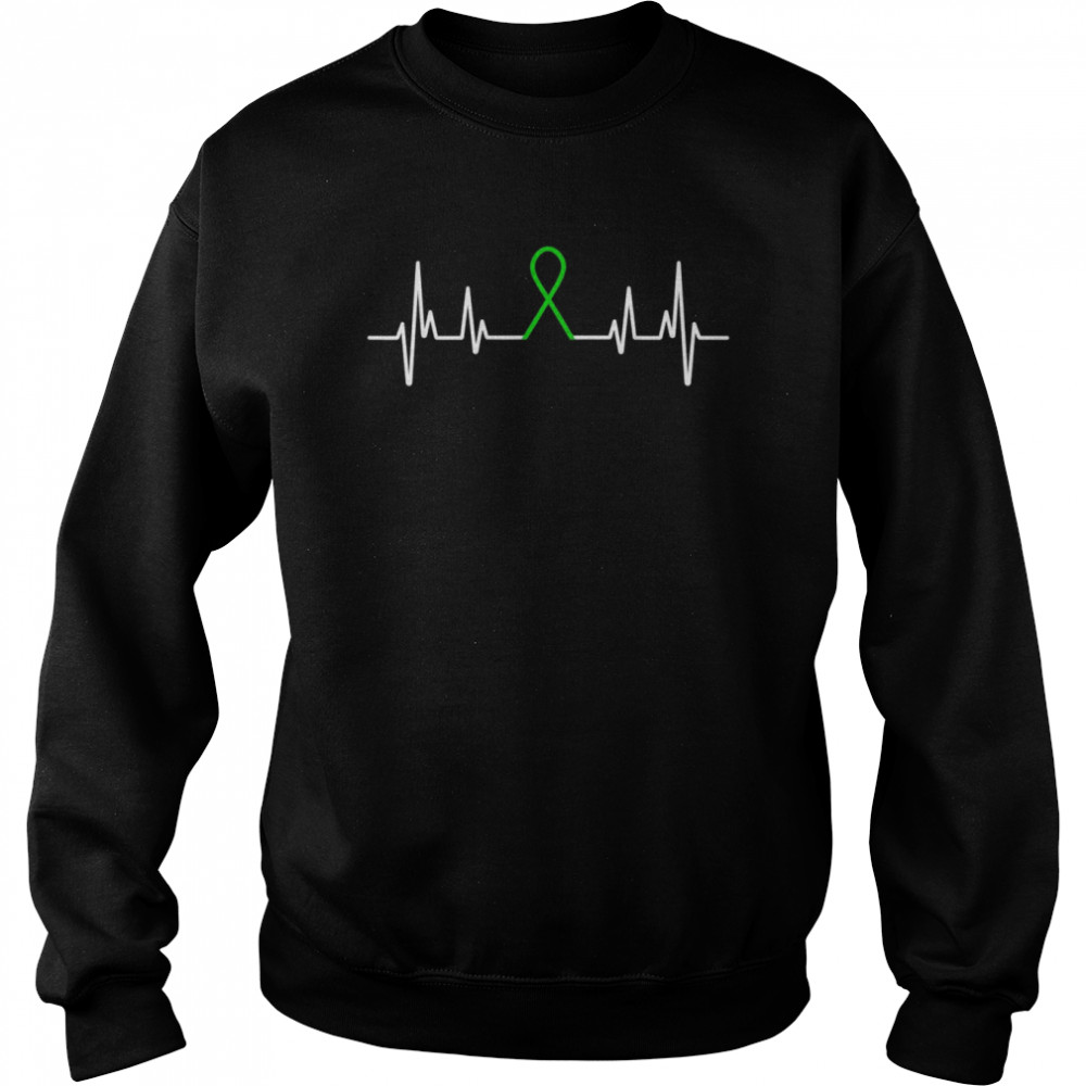 Mental Health Awareness Month Green Ribbon Heartbeat  Unisex Sweatshirt