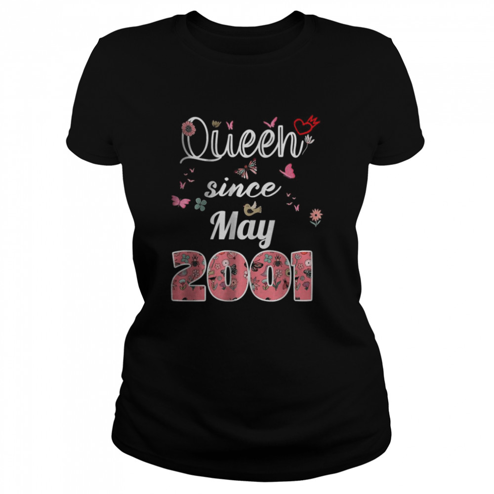 Queen since May 2001 flowers 2001 May Birthday T- Classic Women's T-shirt