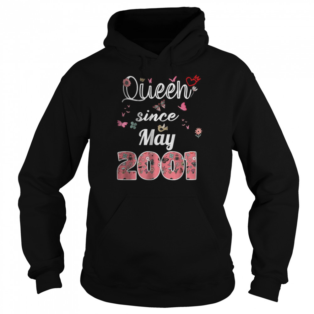 Queen since May 2001 flowers 2001 May Birthday T- Unisex Hoodie