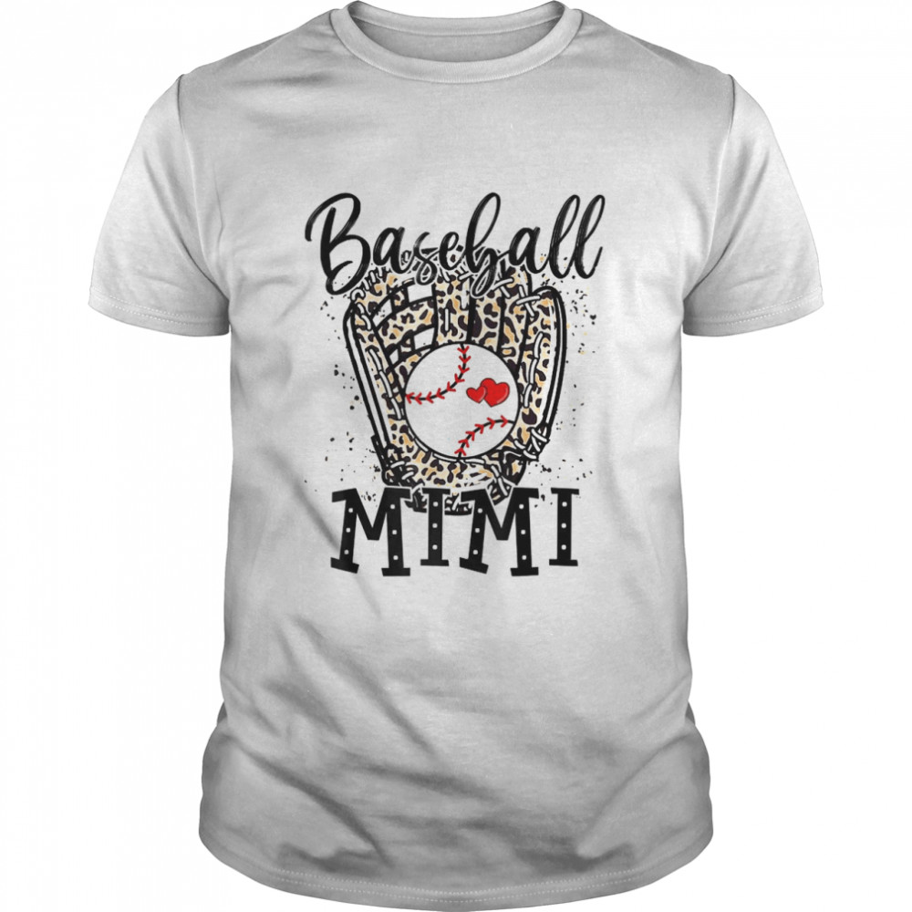 Baseball Mimi Leopard Game Day Baseball Lover Mothers Day T-Shirt