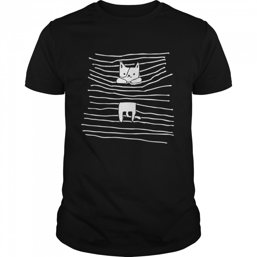 Katze in der Jalousie Fun Langarmshirt Shirt