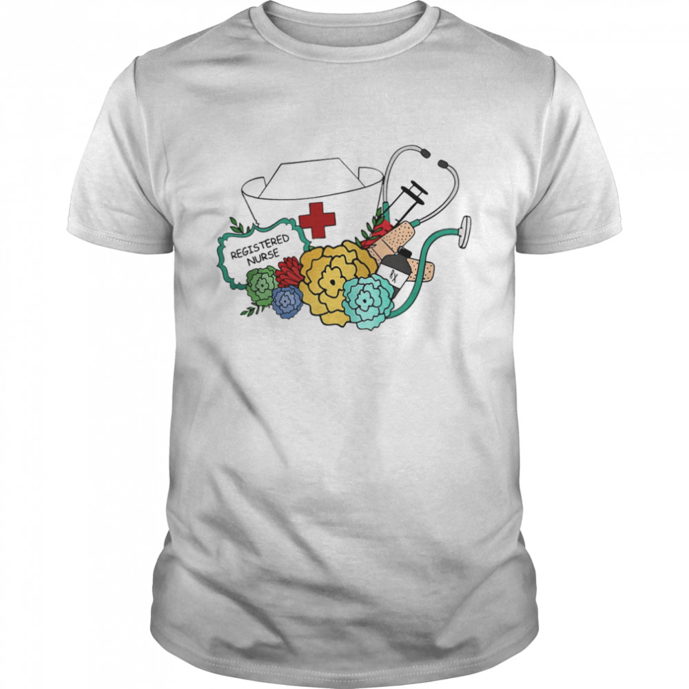 Medical Stethoscope And Flowers Registered Nurse Shirt