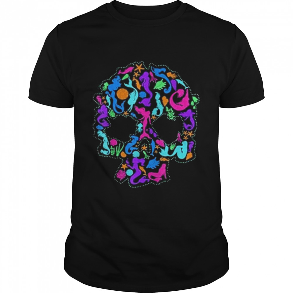 Skull made of mermaids ocean sea halloween shirt