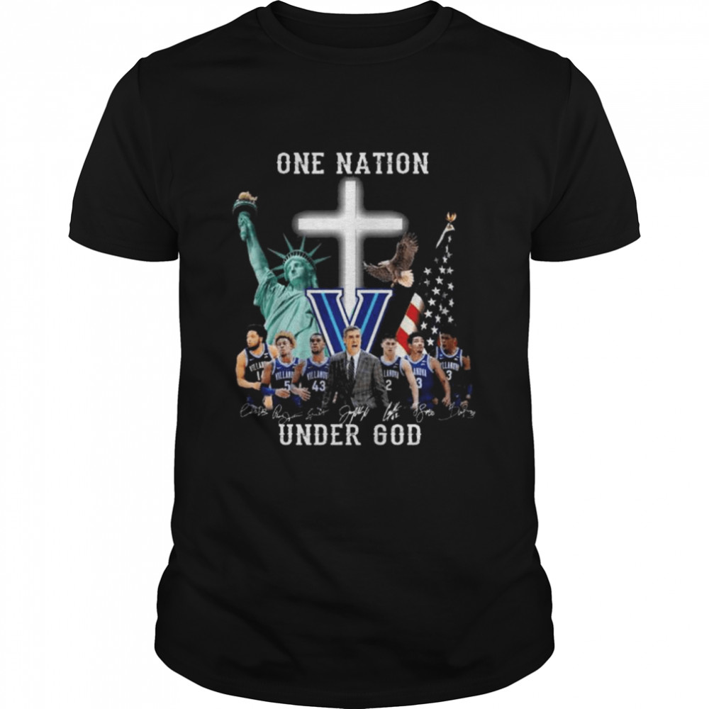 Villanova Wildcats one nation under god signatures 2022 shirt