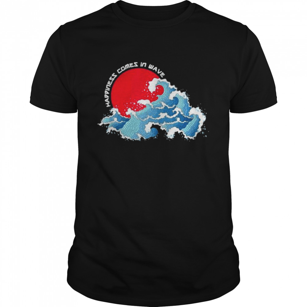 The japanese great wave happiness comes in wave surfing shirt