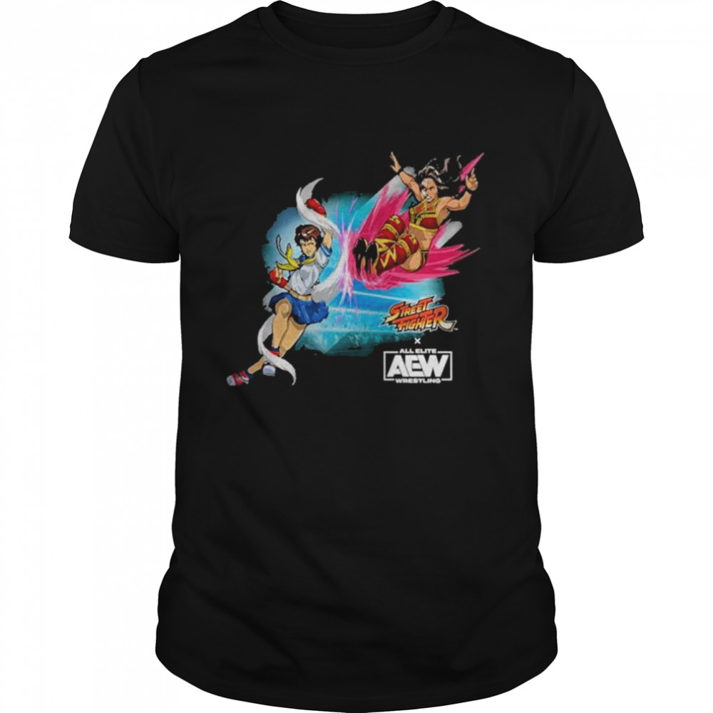 Thunder rosa vs sakura street fighter x aew capcom x nerds shirt