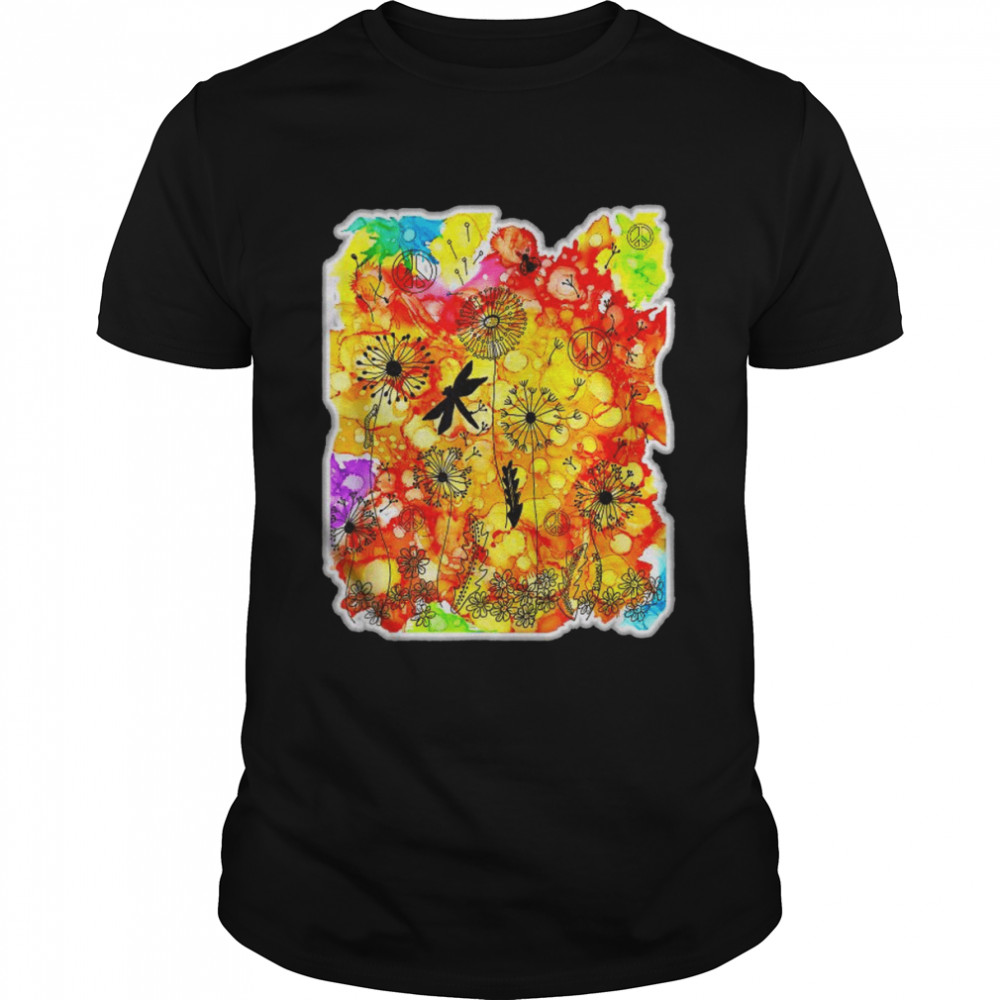 Make a Wish Colorful Dandelion Design with Creatures Shirt