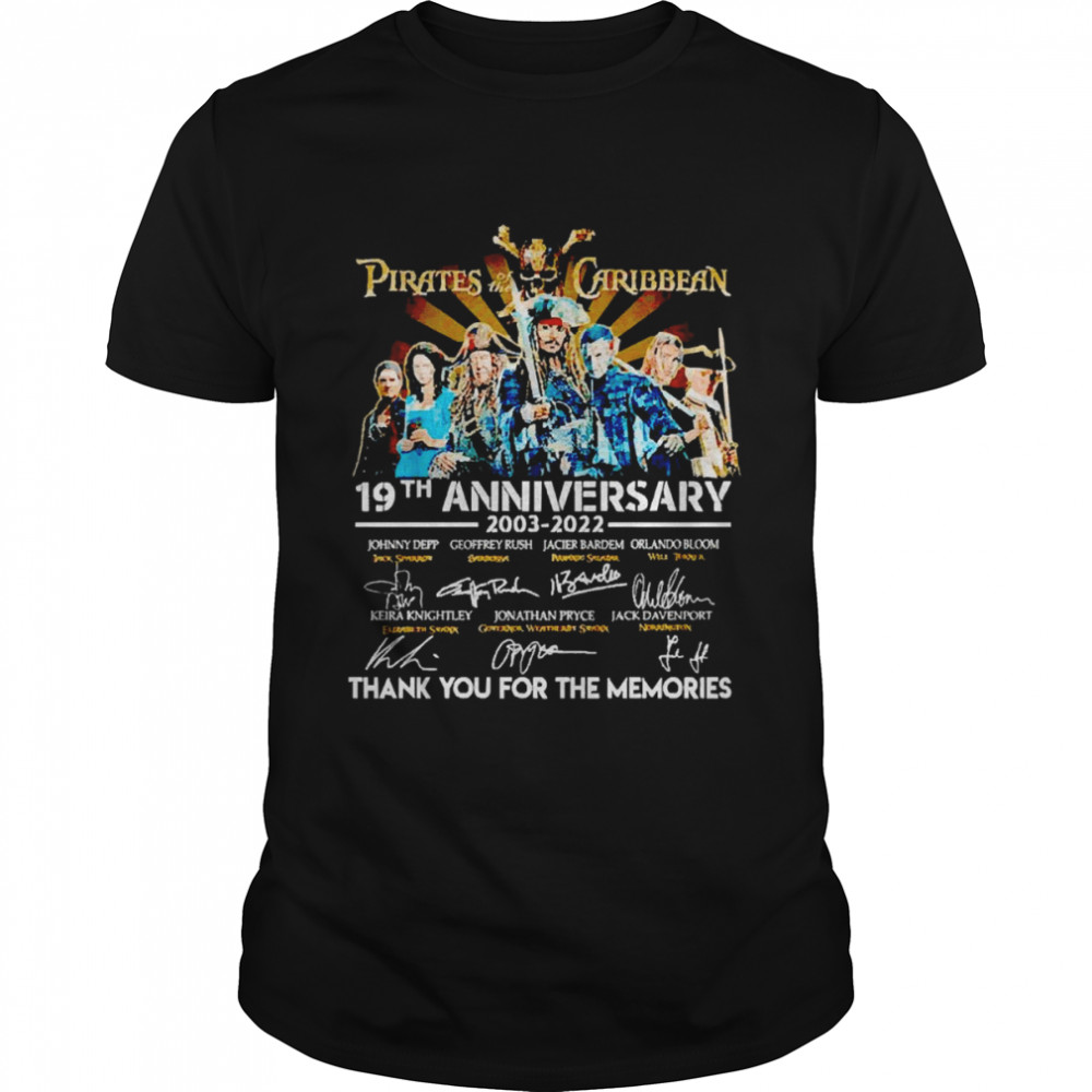 Pirates of the Caribbean 19th anniversary 2003-2022 thank you for the memories signatures shirt