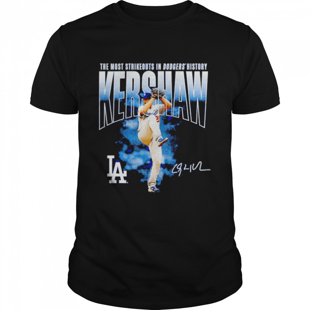 los Angeles Dodgers Clayton Kershaw the most strikeouts in Dodgers history signature shirt