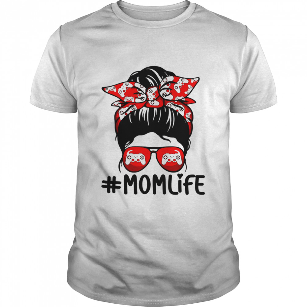 Video Game Messy Bun Proud Mom Baseball Scarf Sunshades Shirt