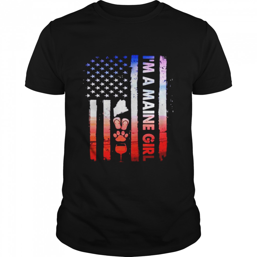 I’m a Maine Girl Camping American Flag shirt