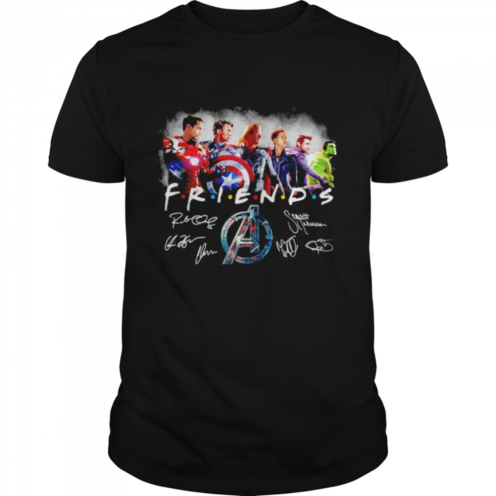 Iron Man Captain America Thor Black Widow Clint Barton and Hulk Friends signatures shirt