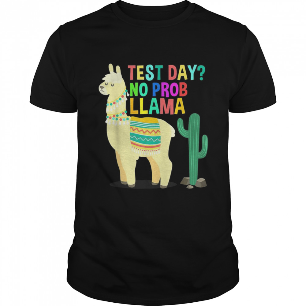 Test Day No Probllama Llama Teacher Testing Day For Teacher Shirt