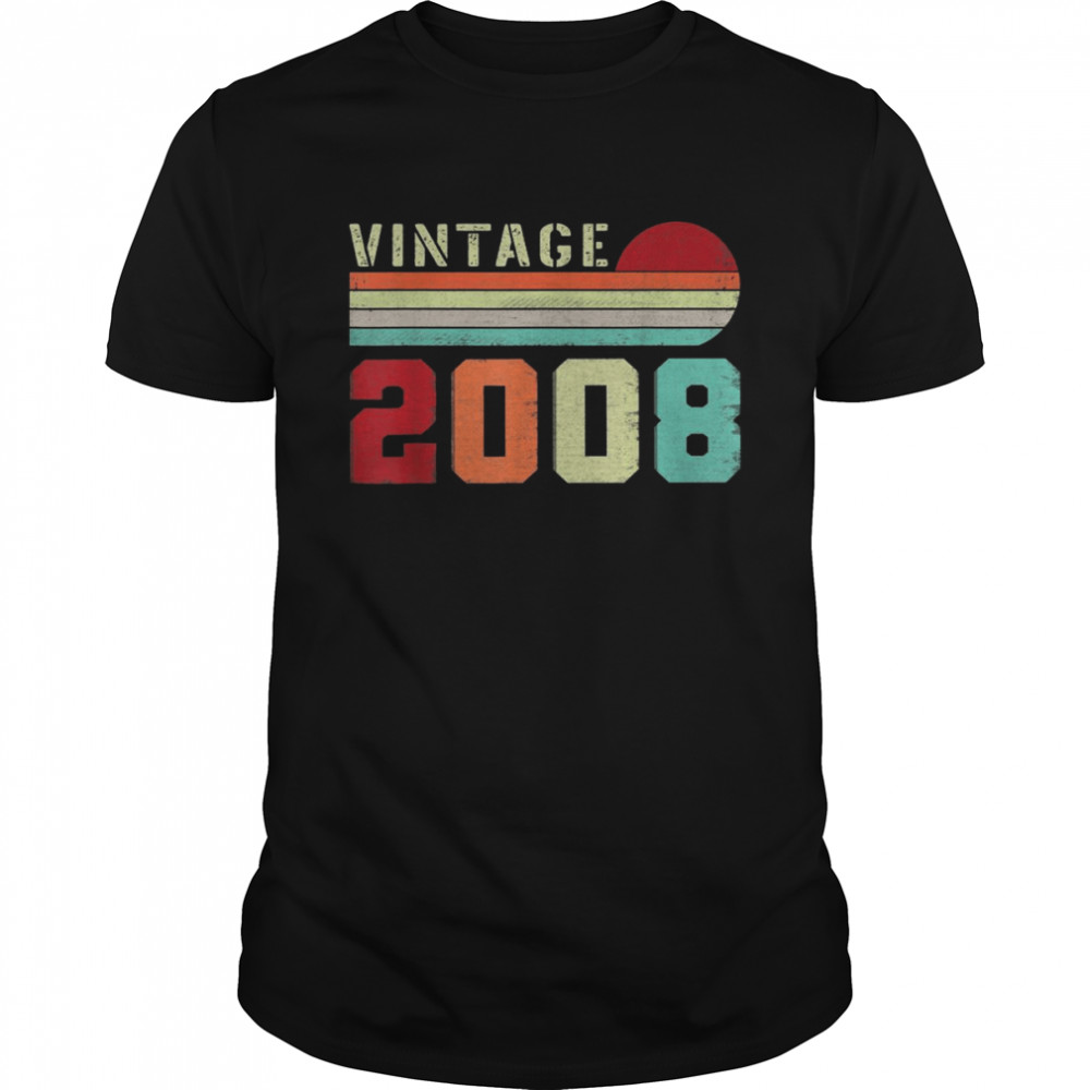 Vintage 2008 14 Years Old Boys and Girls 14th Birthday Shirt