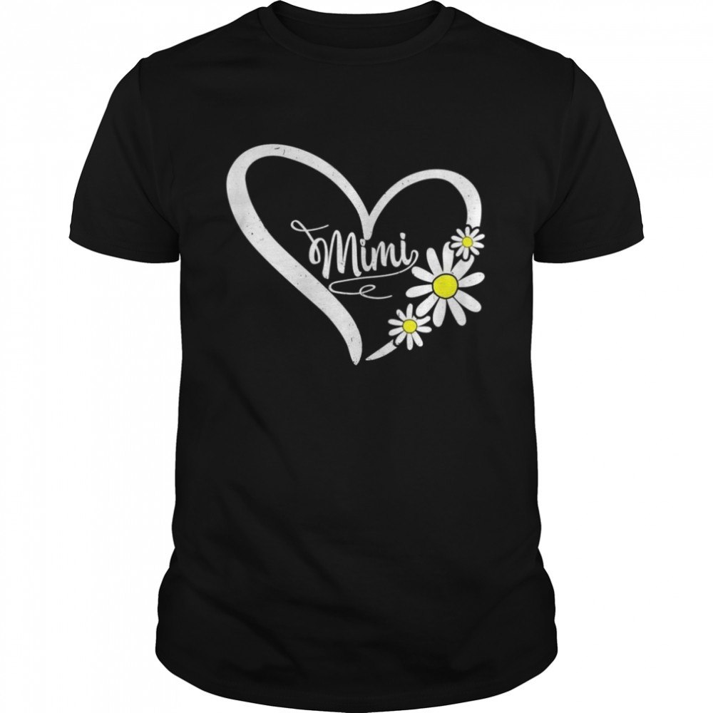 Womens Happy Mother’s Day MiMi Mom Heart Daisy Flower Rainbow Shirt