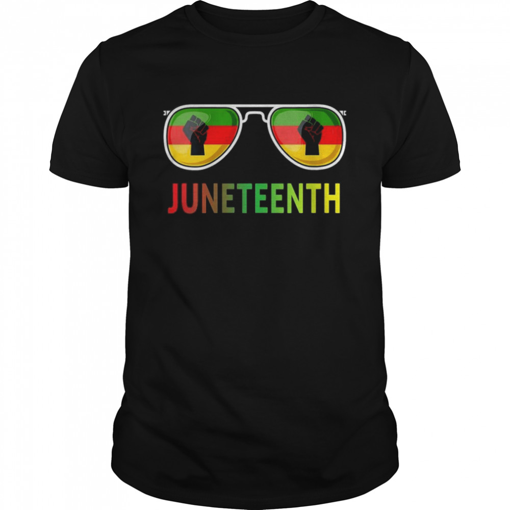 Womens Juneteenth Sunglasses Black Pride Flag Fists Shirt