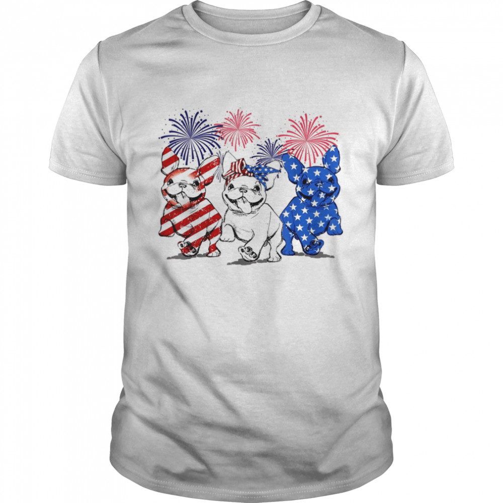 French Bulldog American Flag Frenchie 4th Of July Firework Shirt