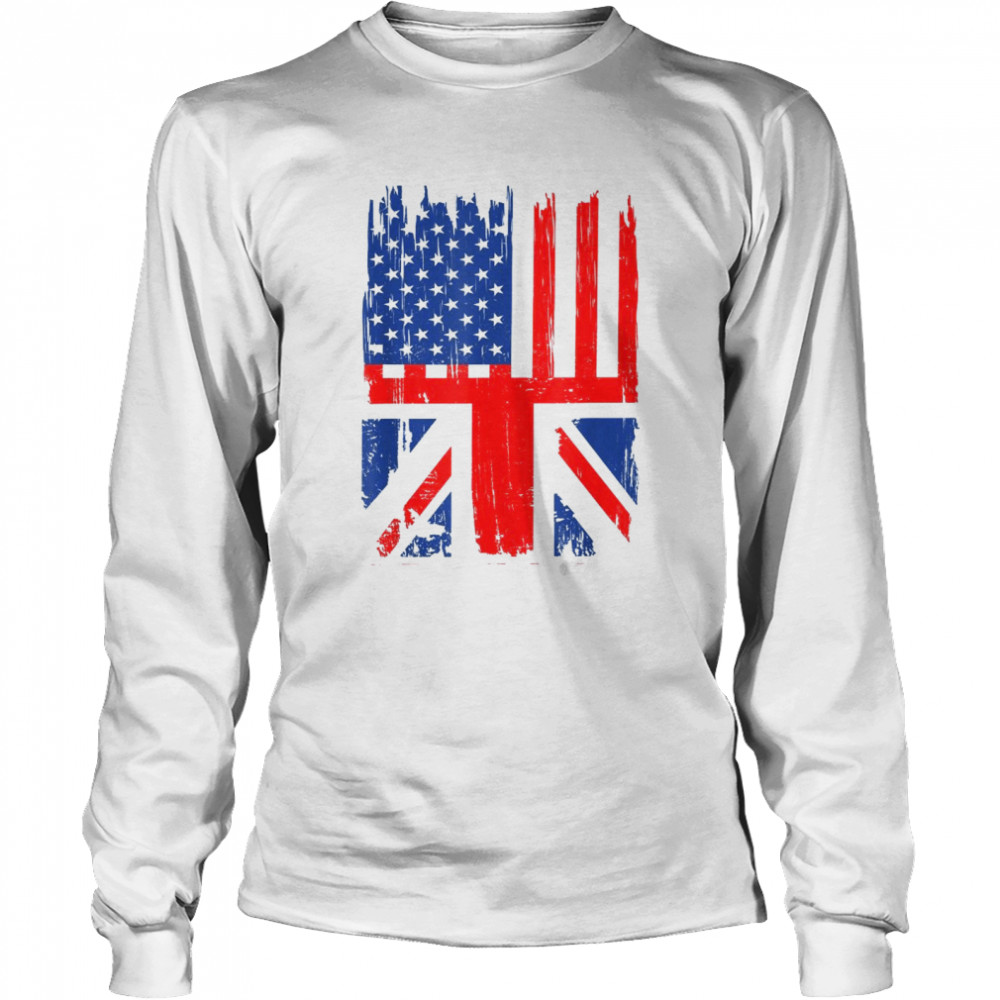 Union Jack & American Flag Design For British & USA Expats  Long Sleeved T-shirt