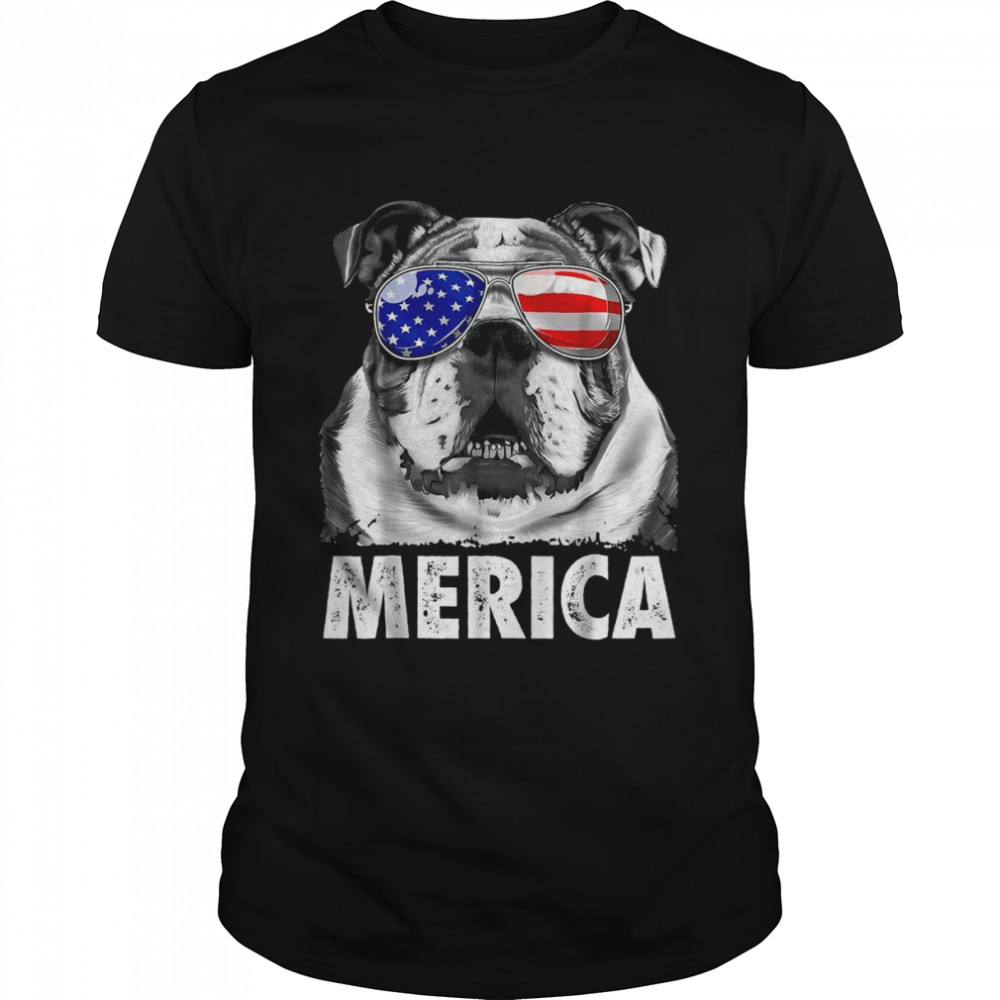 English Bulldog 4th of July Merica USA Flag Shirt