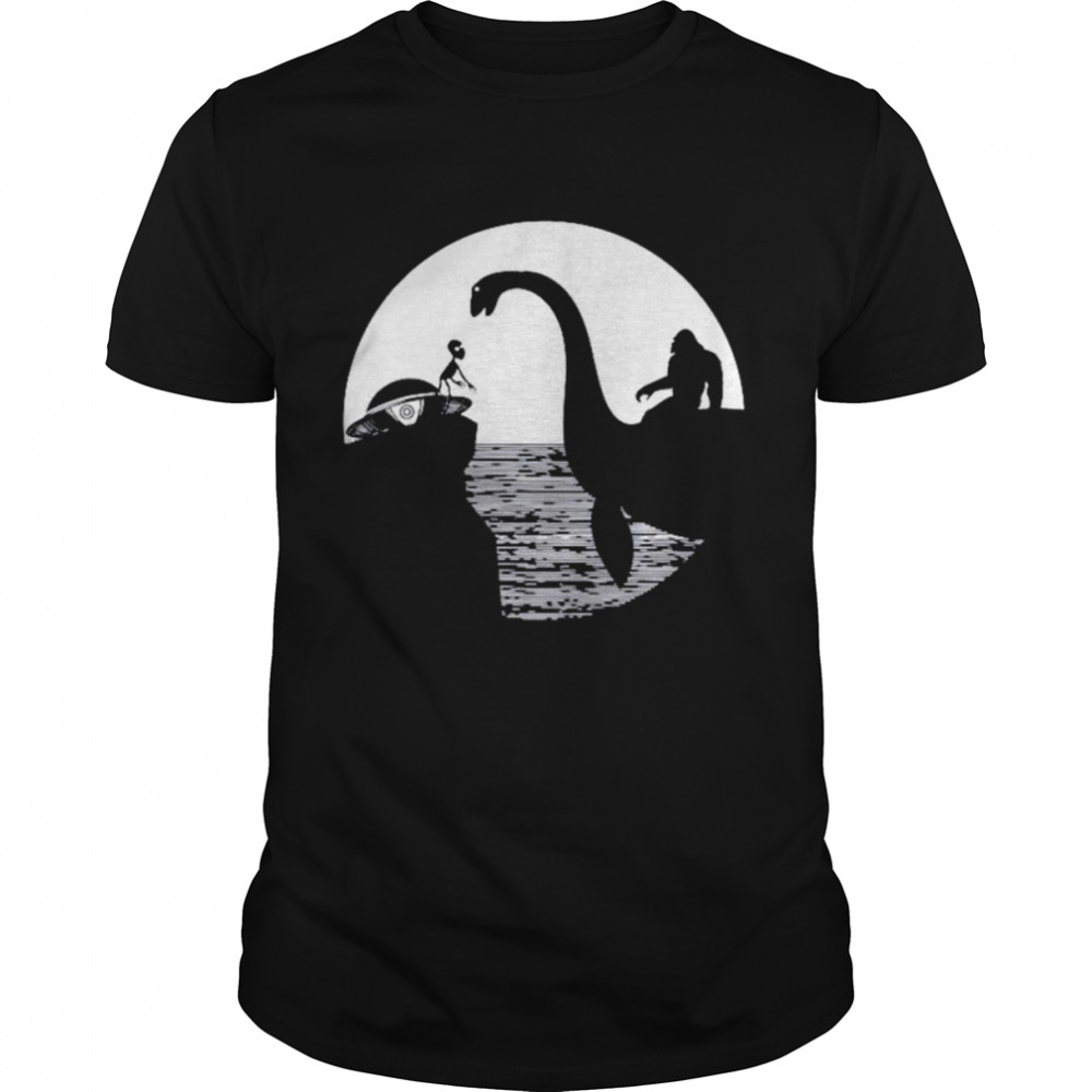 bigfoot Loch Ness Monster Sasquatch Riding Nessie Ufo Alien shirt