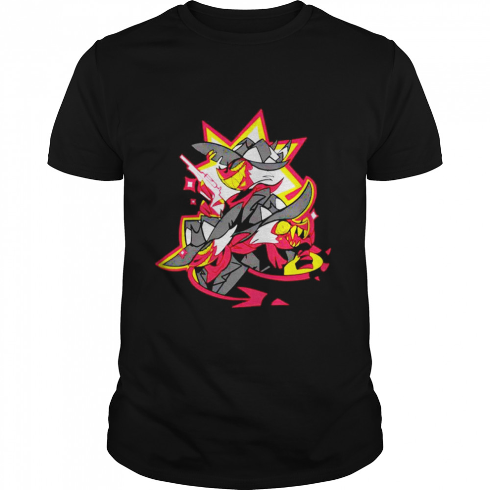 Hazbin Hotel Faces of Striker Shark Robot shirt